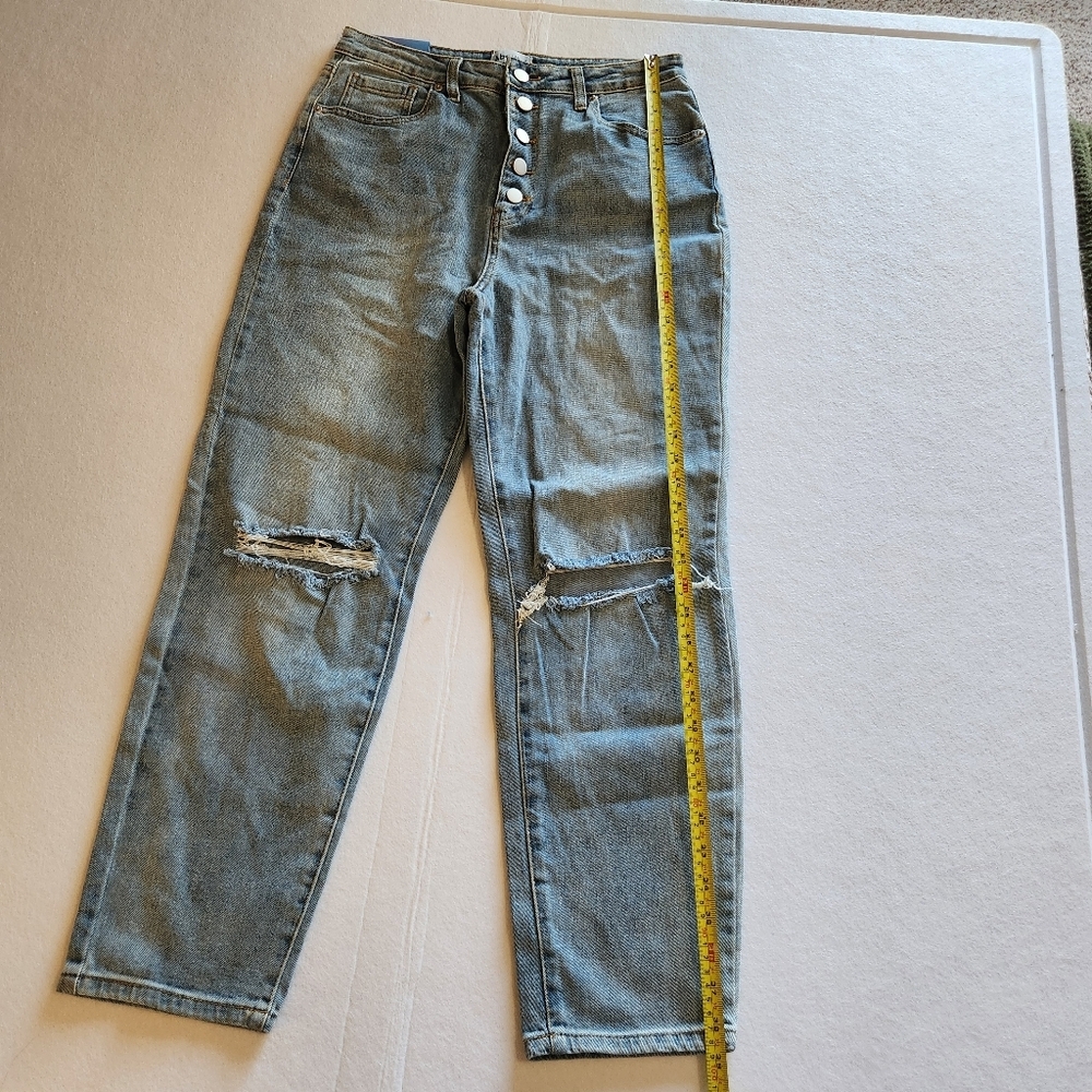 Abound High Rise Button Fly Straight Leg Distressed Jeans Size 29 - Picture 5 of 14